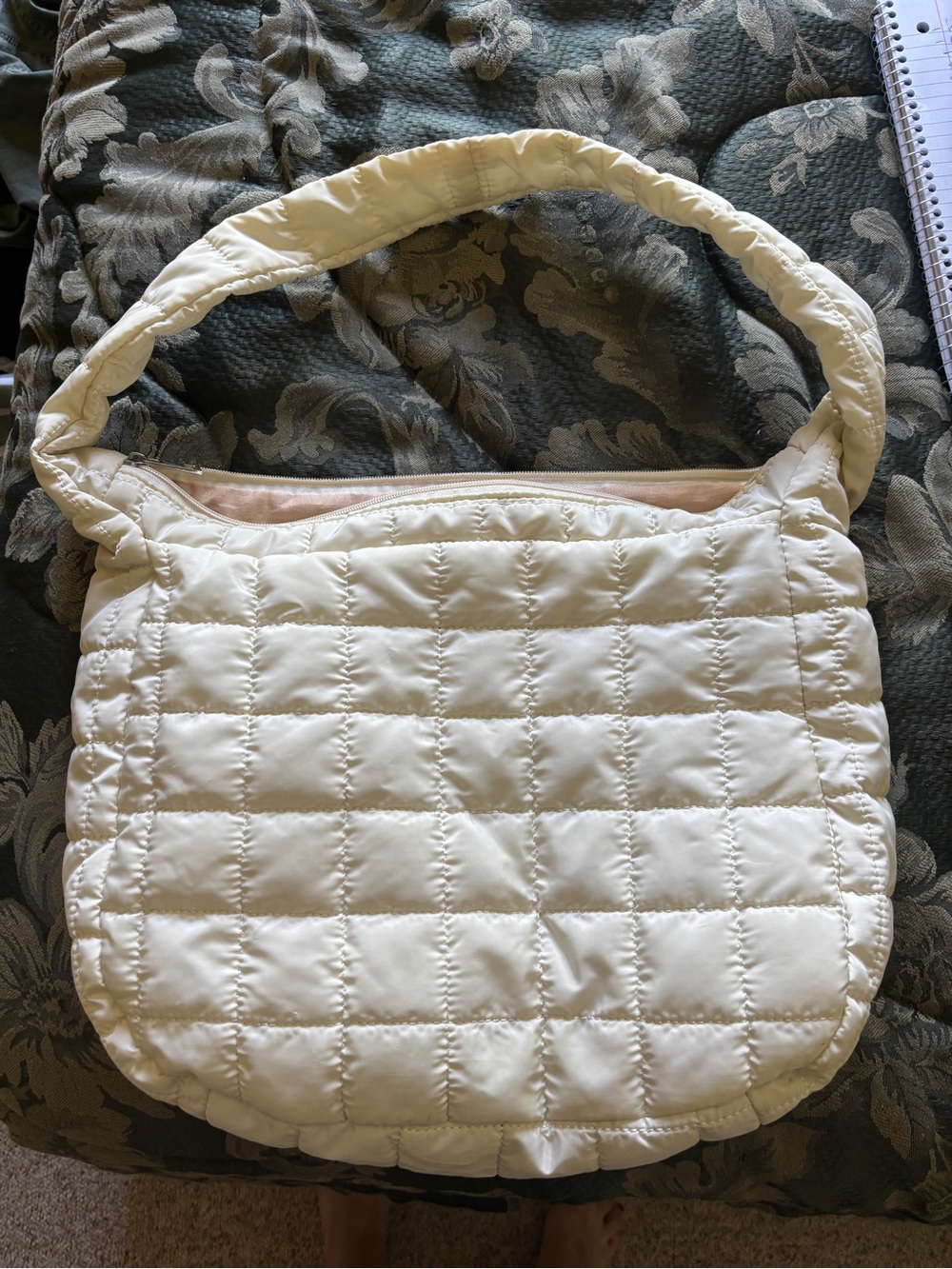 Padded Quilted Shoulder Bag in Cream